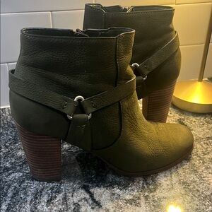 Cole Haan Olive Ankle Booties with Buckle